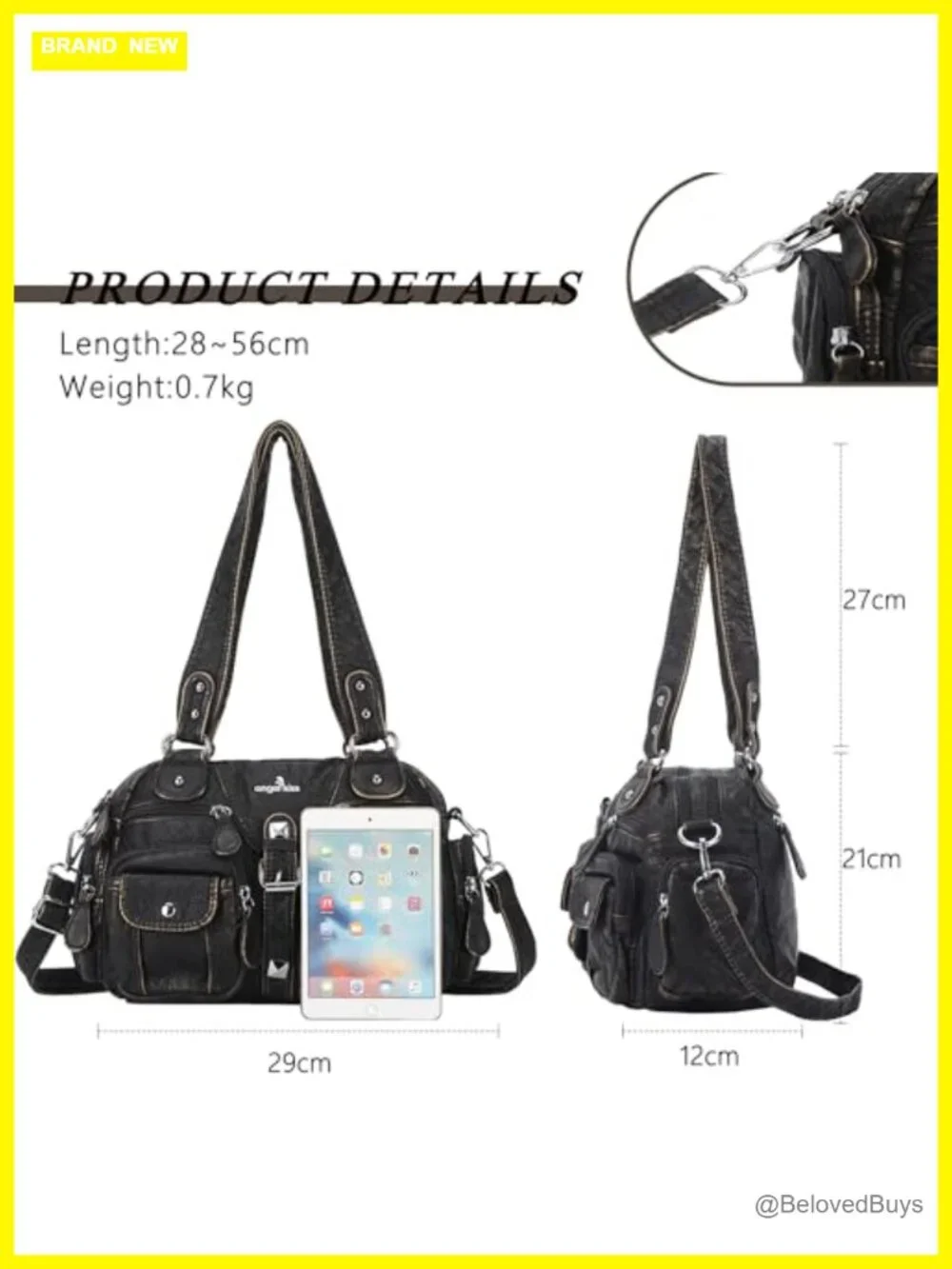Angel Kiss Hobo Crossbody Purse Multipocket Soft PU Leather Handbag